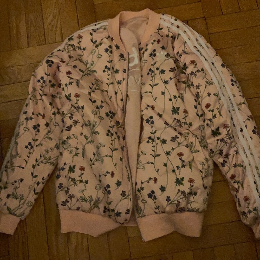 HOST PICK: Adidas pink floral bomber jacket sz S